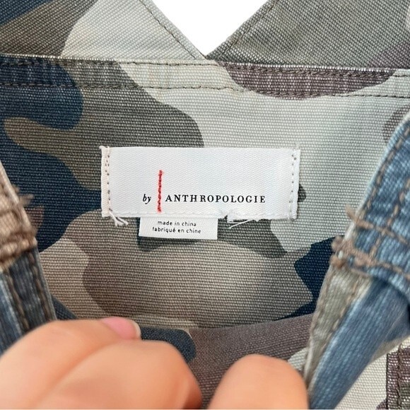 Anthropologie Camo Utility Relaxed Carpenter Overalls Cotton Stretch Size 6 - Picture 8 of 13